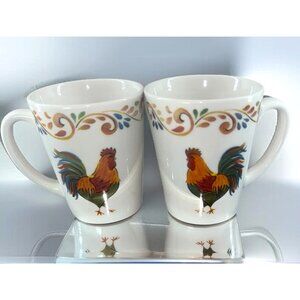 Set Of 2 Gibson Rooster Design Coffee Mugs